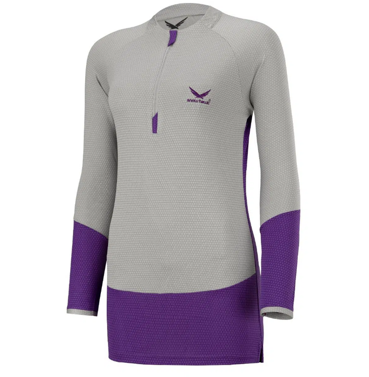 تیشرت زنانه آستین بلند نیم زیپ اسنوهاک